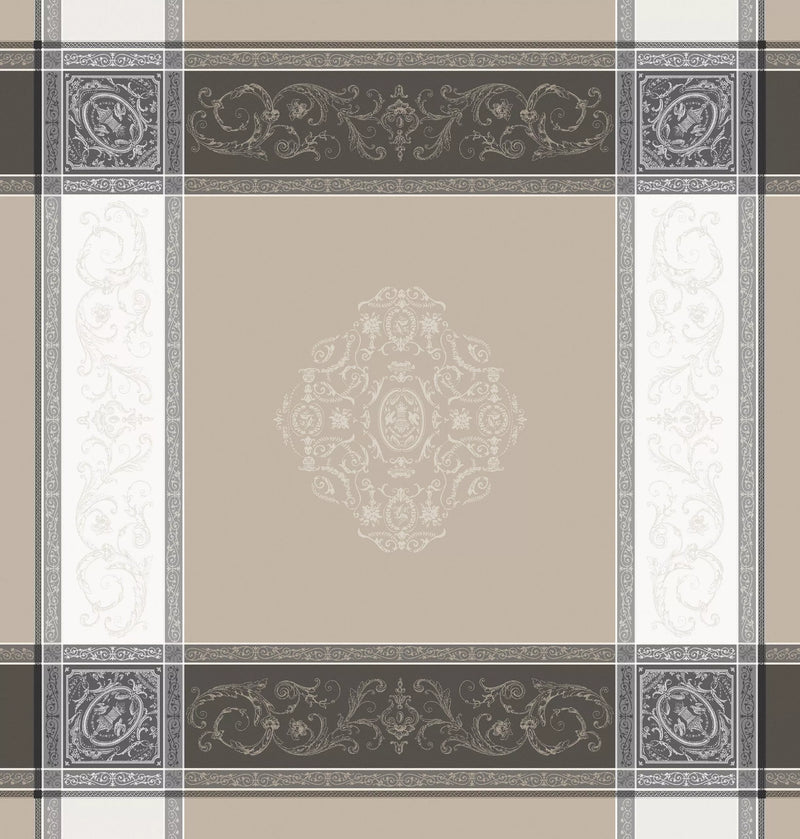 Square "Versailles" Taupe Jacquard Tablecloth