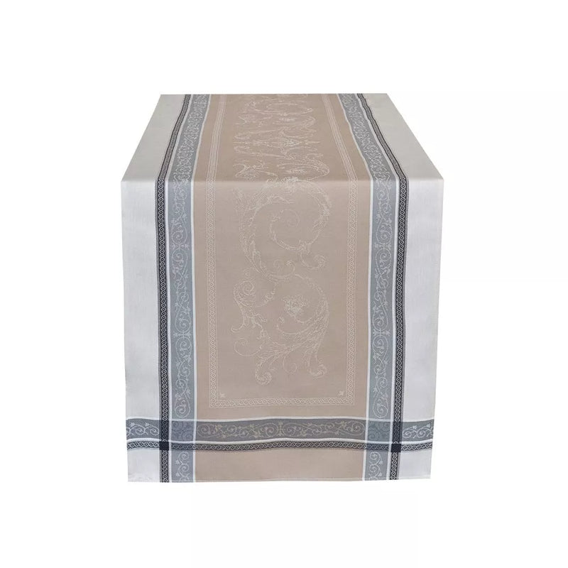 "Versailles" Taupe Jacquard Table Runner