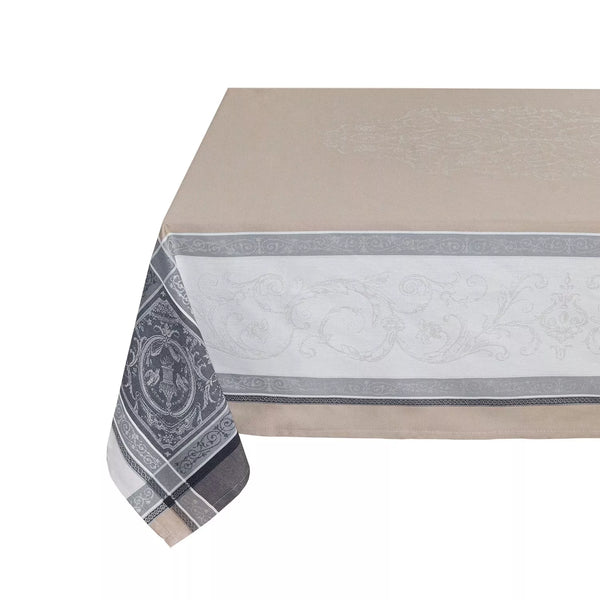 Square "Versailles" Taupe Jacquard Tablecloth