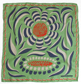Green Flower Silk Scarf