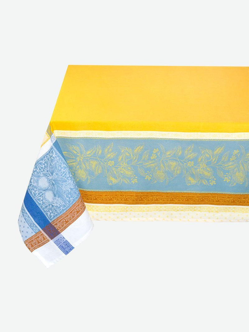 Rectangular "Citrus" Yellow & Blue Jacquard Tablecloth