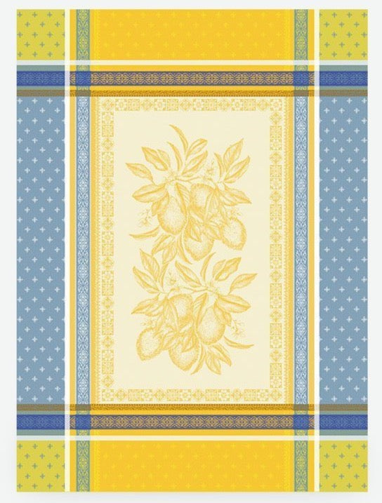 "Citrus" Yellow & Blue Jacquard Dishtowel