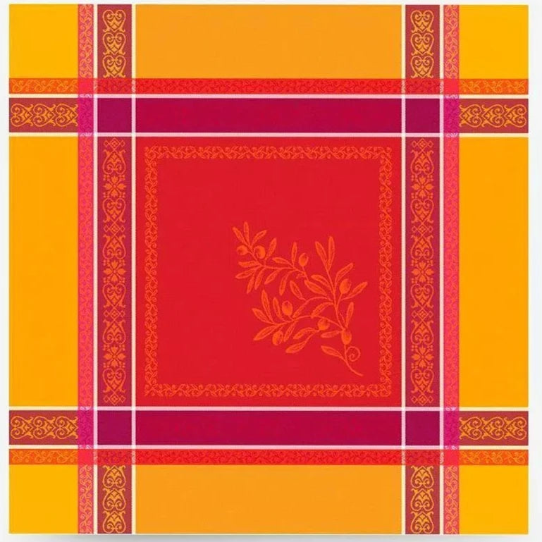 "Olivia" Red & Yellow Jacquard Napkin