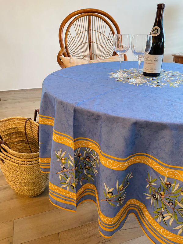 Round "Clos des Oliviers" Blue Tablecloth