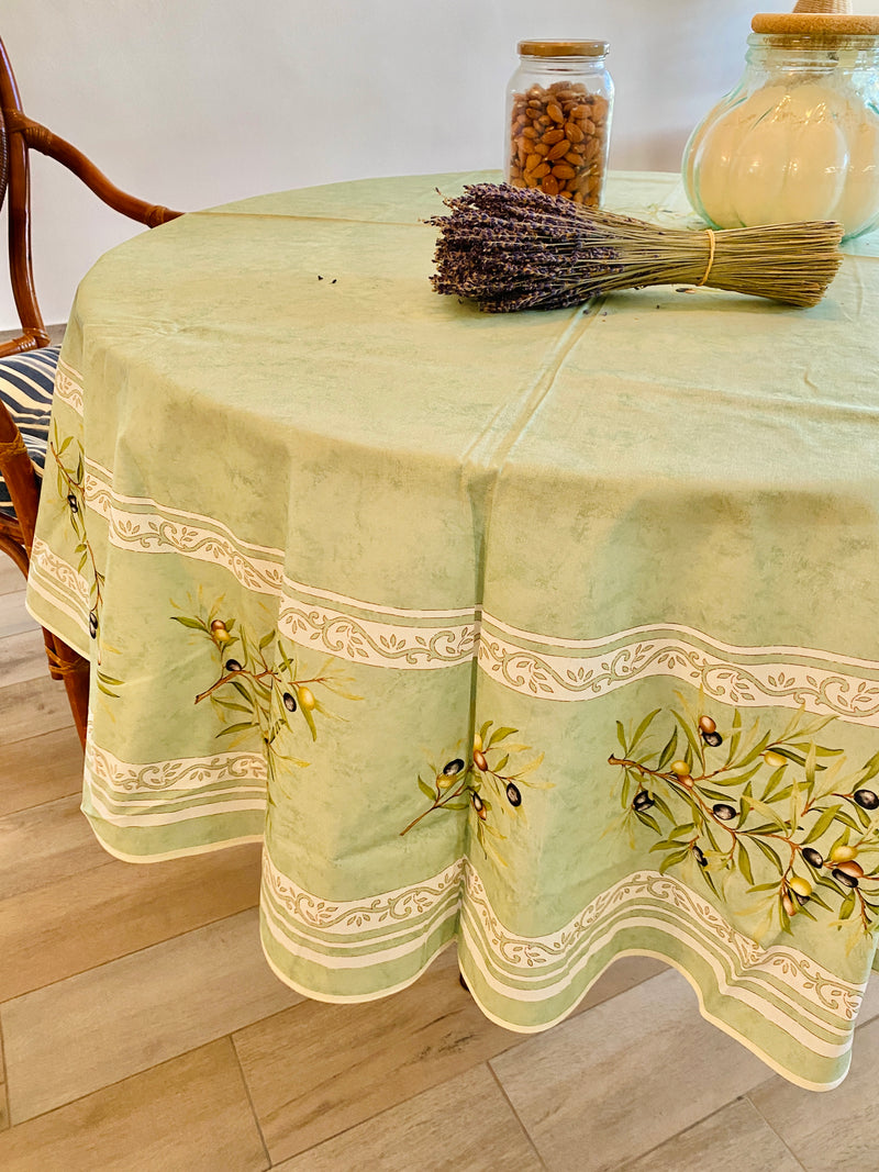 Round "Clos des Oliviers" Green Tablecloth