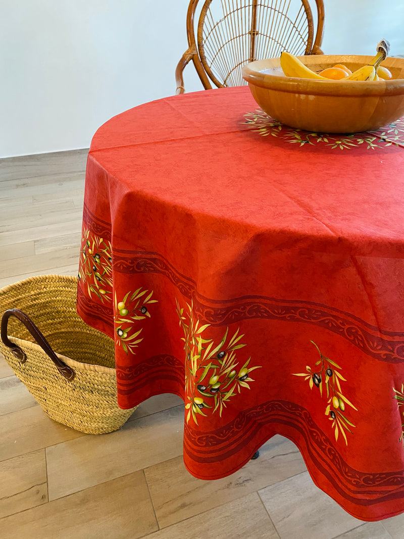 Round "Clos des Oliviers" Red Tablecloth