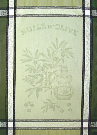 "Olives" Green Jacquard Dishtowel
