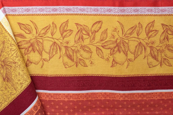 Rectangular "Citrus" Red & Gold Jacquard Tablecloth