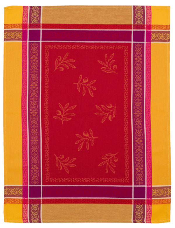 “Olivia” Red & Yellow Jacquard Dishtowel