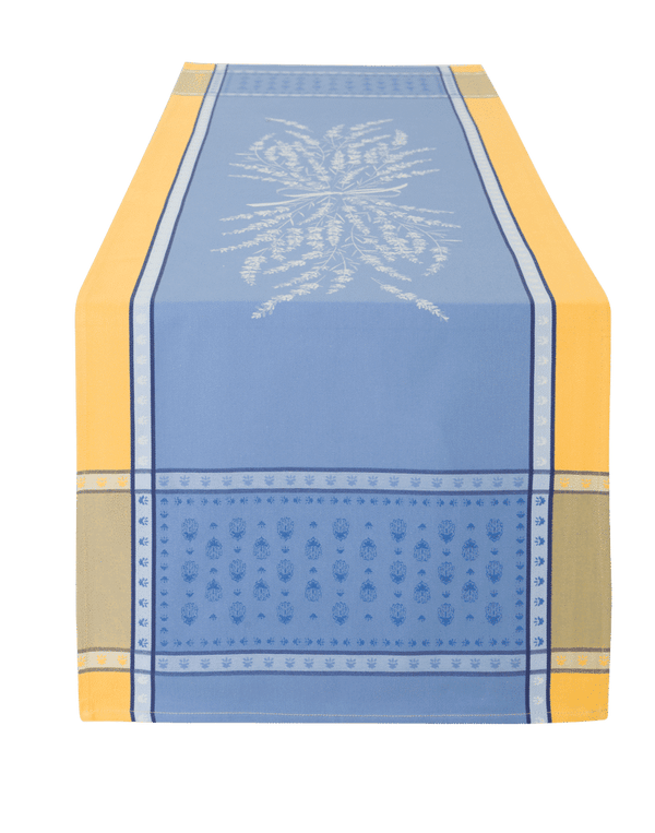 "Lavender Bouquet " Blue & Yellow Jacquard Table Runner