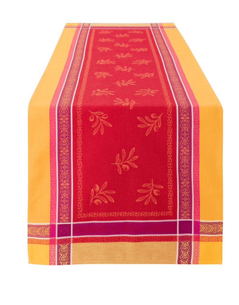 "Olivia" Red & Yellow Jacquard Table Runner