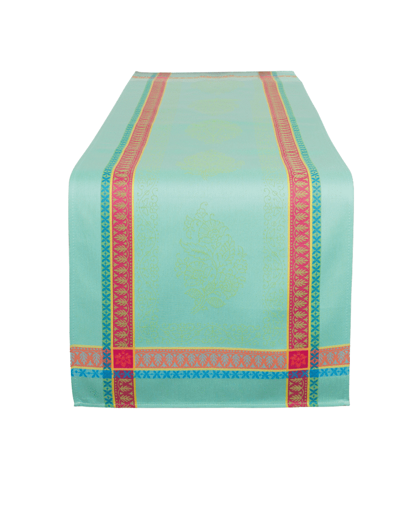 “Cassis” Turquoise Jacquard Table Runner
