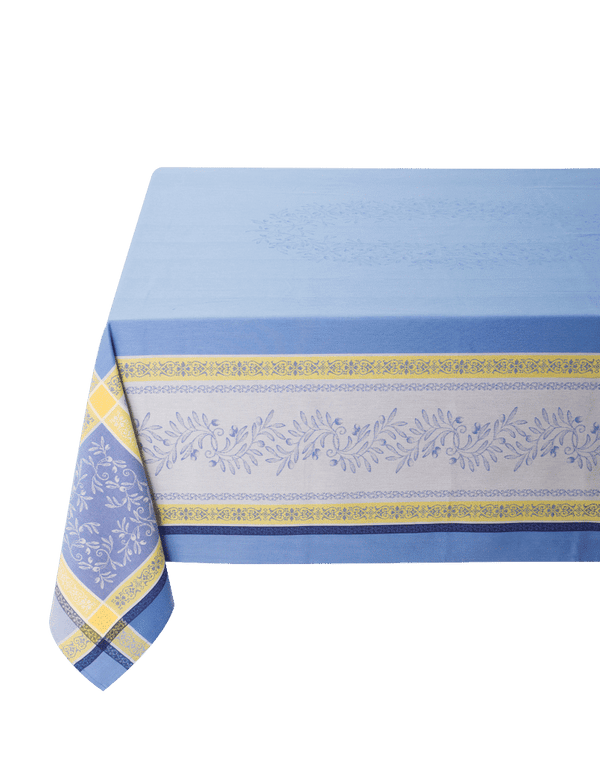 Square "Olivia" Blue & Yellow Jacquard Tablecloth
