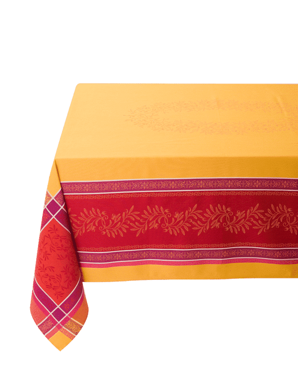Rectangular "Olivia" Yellow & Red Jacquard Tablecloth
