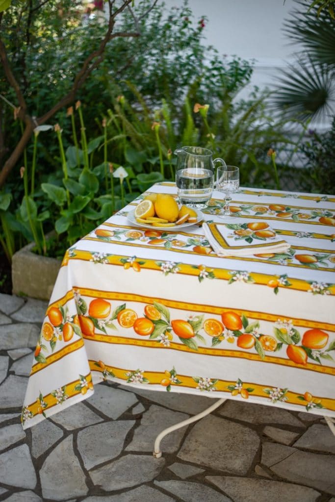 Rectangular "Lemons" White Tablecloth