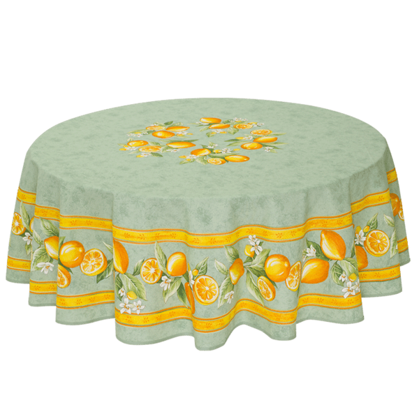 Round "Lemons" Green Tablecloth
