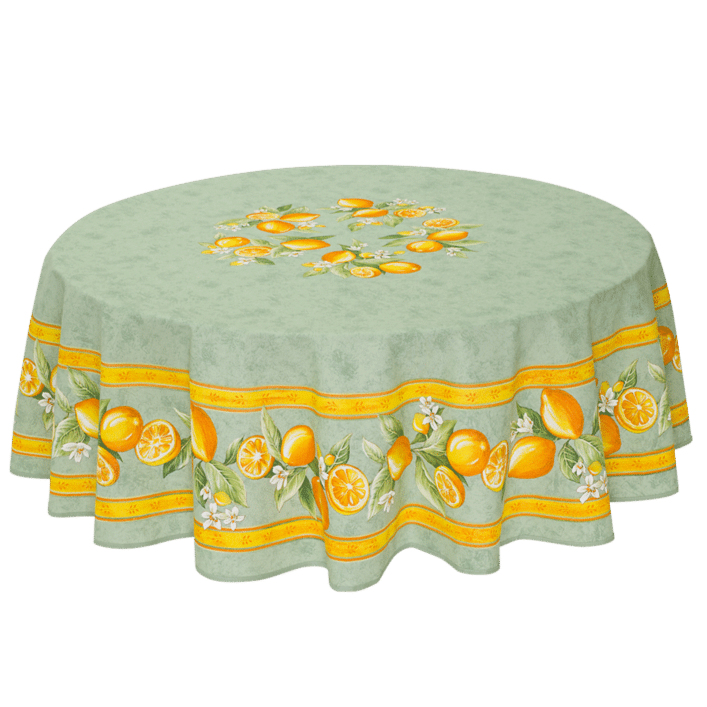 Round "Lemons" Green Tablecloth