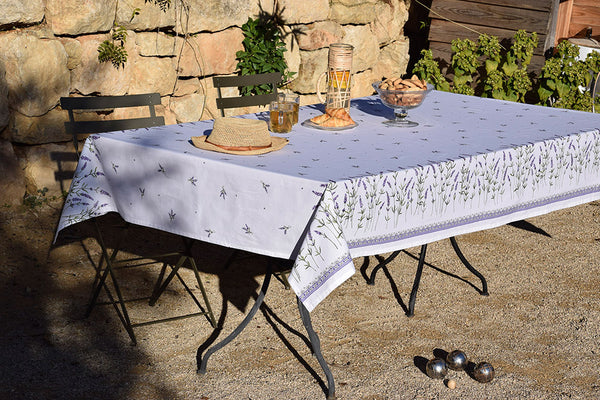 Rectangular "Lavandine" White Tablecloth