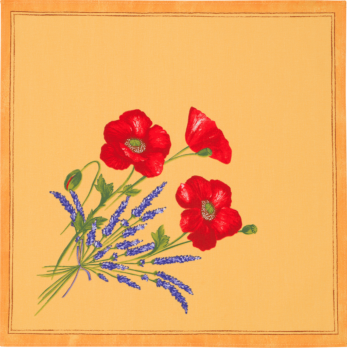 "Poppies" Yellow Napkin