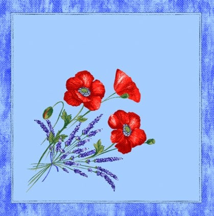 "Poppies" Blue Napkin