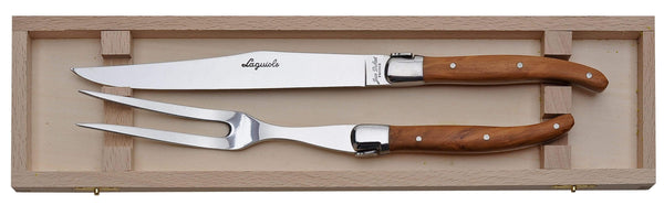 Jean Dubost cutlery Olive Wood Laguiole Carving Set
