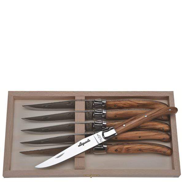 Jean Dubost cutlery Olive Wood Laguiole Steak Knives Set
