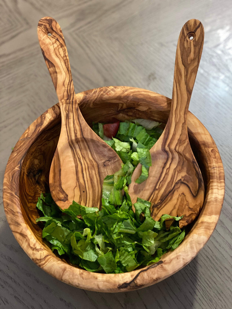 Natural OliveWood Kitchen Spoon Olive Wood Salad Servers