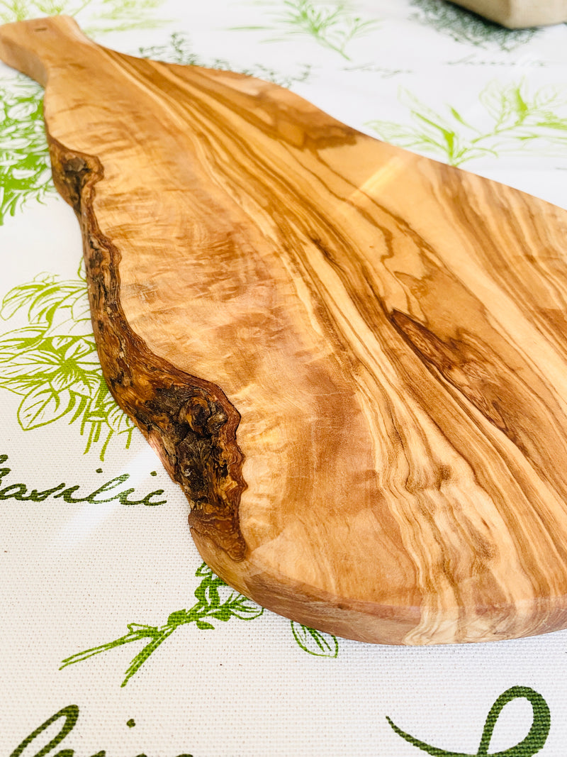 Olive Wood Rustic Cutting Board with Handle