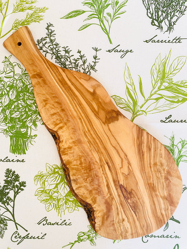 Olive Wood Rustic Cutting Board with Handle